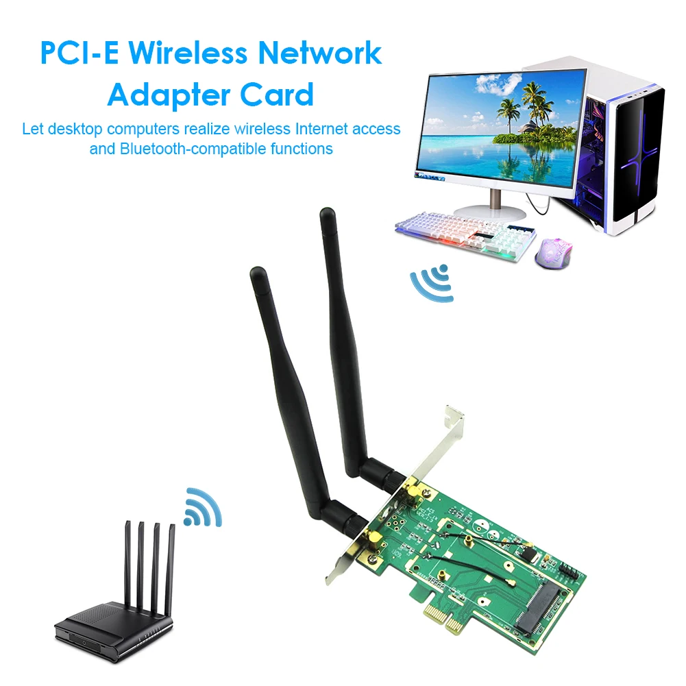 Беспроводная Wi-Fi сетевая карта Mini PCI Express PCI-E к 1X настольный адаптер
