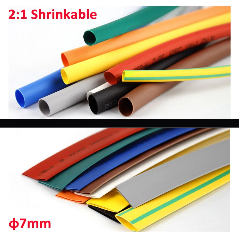 

2-50 Meters φ7mm 2:1 Shrinkable Sleeving Tubing Heat Shrink Tube For Cable Insulation Waterproof Electrical Wire Wrap