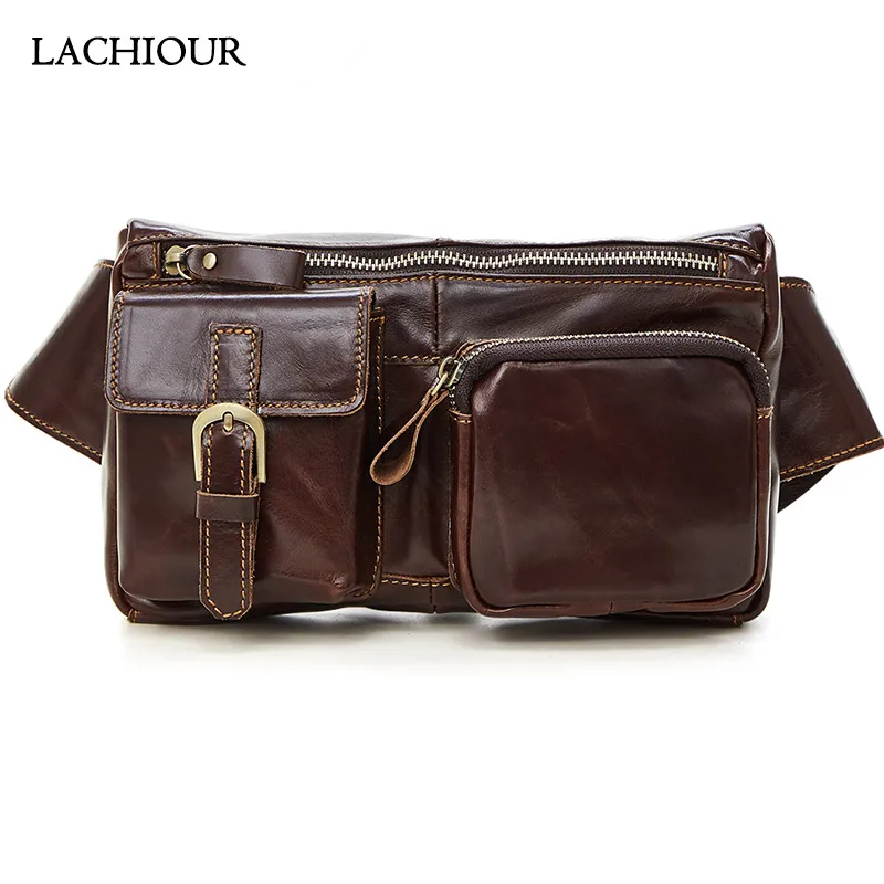 Модные Поясные Сумки из натуральной кожи для мужчин мужская Кожаная набедренная