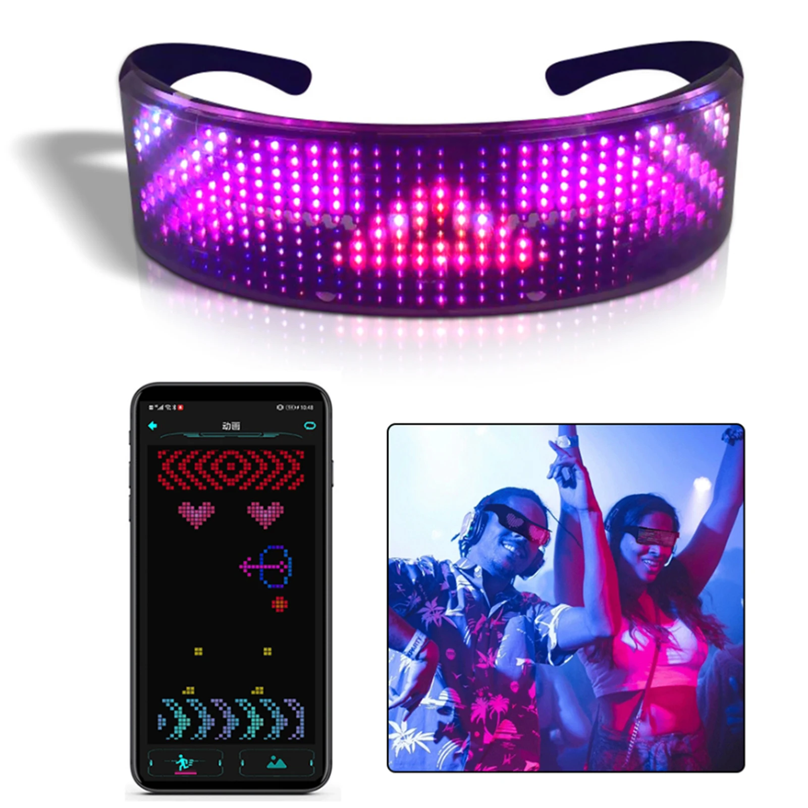 구매 매직 블루투스 Led 파티 안경 APP 제어 방패 빛나는 안경 USB 충전 DIY 빠른 플래시 Led 빛나는 안경