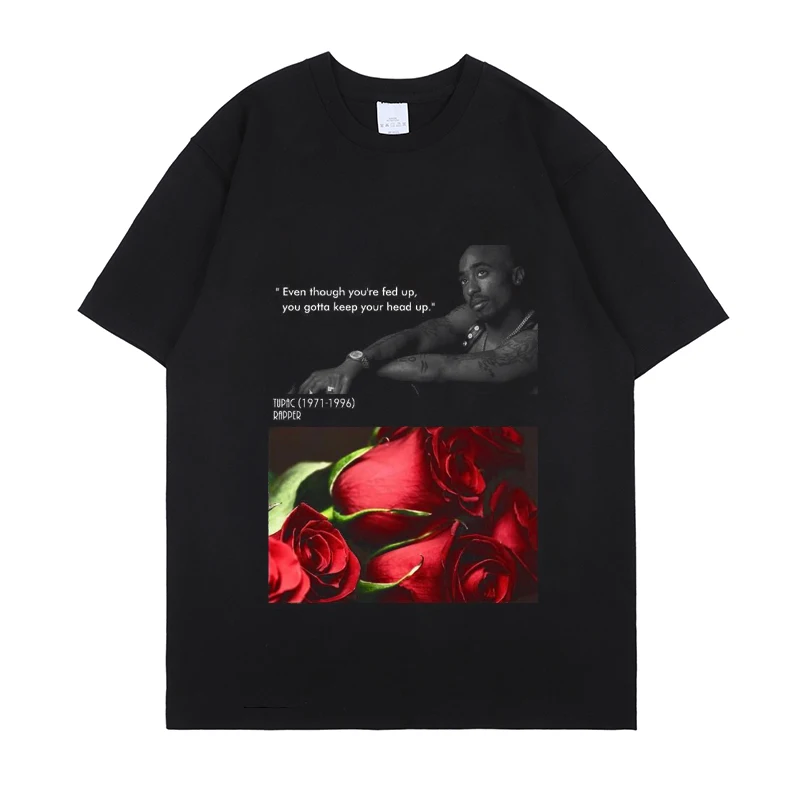 

2021 New Awome 2pac T-shis Print O-ne Sho Mouw Regular Mens Top Qlity Men Playboi Hip-hop T-shi Katoen