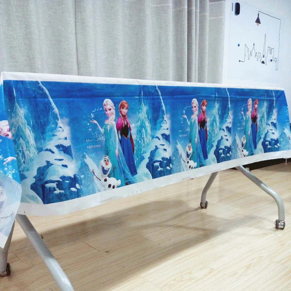 

108*180cm Elsa and Anna Babyshower Party Table Cloth Birthday Party Decoration Disposal Kids Favor Party Supplies Set