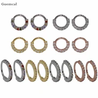 guemcal 2pcs fashionable sweet multicolor diamond studded round nose ring exquisite piercing jewelry