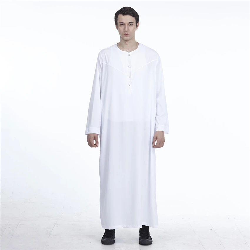 Arabic Abaya Islamic Clothing Men Muslim Dress Kaftan Robe Saudi Arabia Solid Gown Caftan Thobe Pakistan Male Clothing Djellaba