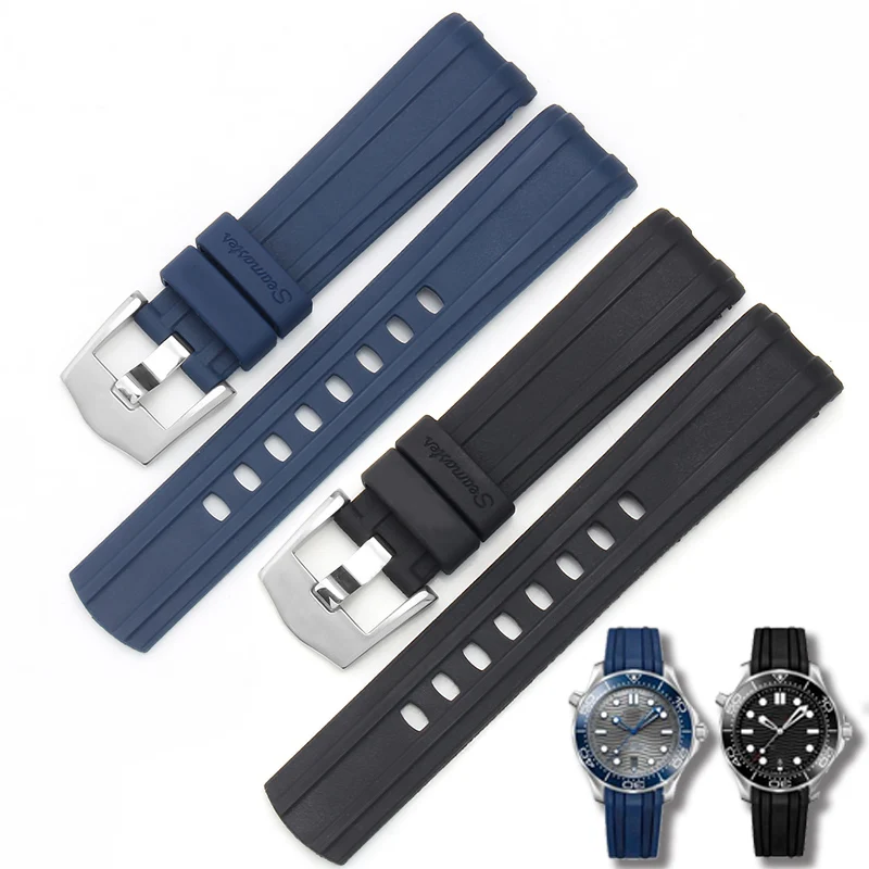 

Watch Band For Omega SEAMASTER 007 PLANET OCEAN AT150 Pin Buckle Silicone Watch Strap Watch Accessories Rubber Watch Bracelet