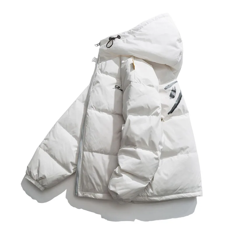 Куртка мужская зимняя на белом утином пуху повседневная однотонная парка