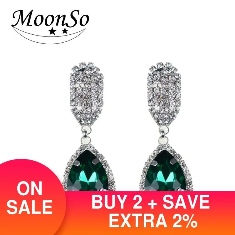 2019 Новая мода Moonso Роскошные AAA циркон серьги висюльки brincos для женщин Jewelry e840|zircon