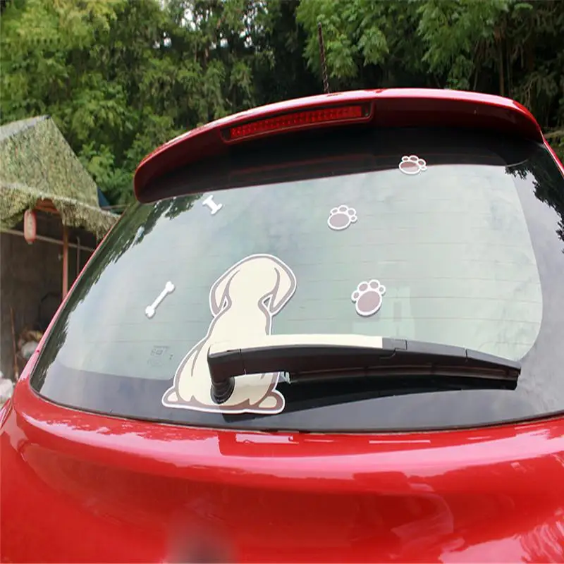 Car Stickers Funny Dog Decal Moving Tail Reflective Sticker Rear windshield Wiper Decals Accessories | Автомобили и мотоциклы
