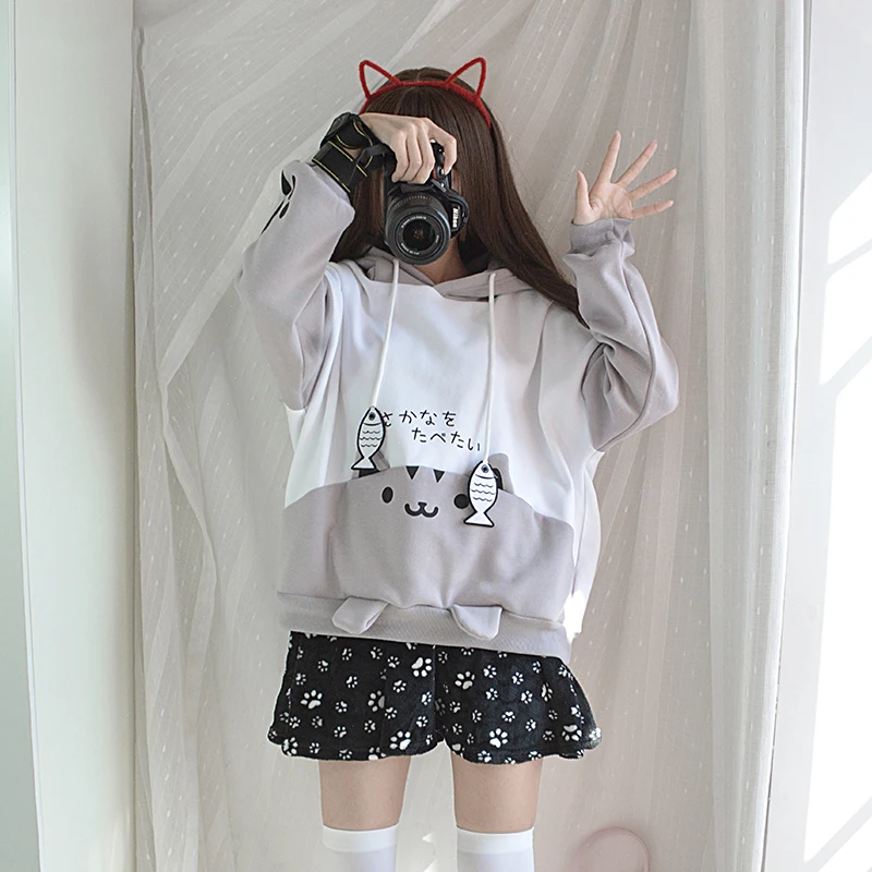 Аниме! Неко Atsume милая толстовка с капюшоном пальто костюм для Косплей Кот-учитель