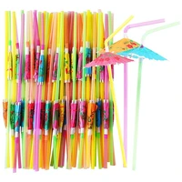 150 pcs umbrella straws colourful disposable bendable drinking straws for beach theme parties bar cocktail decoration