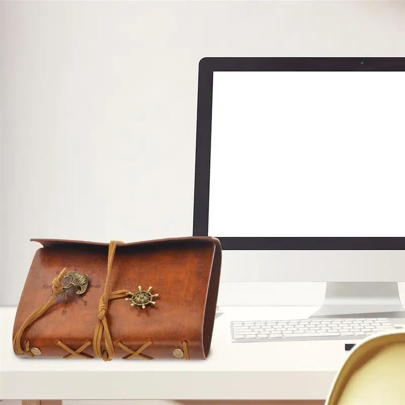 

Retro Vintage Pirate Anchor PU Cover Loose-leaf String Bound Blank Notebook Notepad Travel Journal Diary Jotter (Brown)