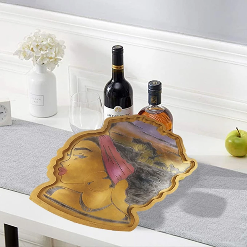 

DIY African Goddess Tray Crystal Epoxy Resin Mold Serving Plate Silicone Mould