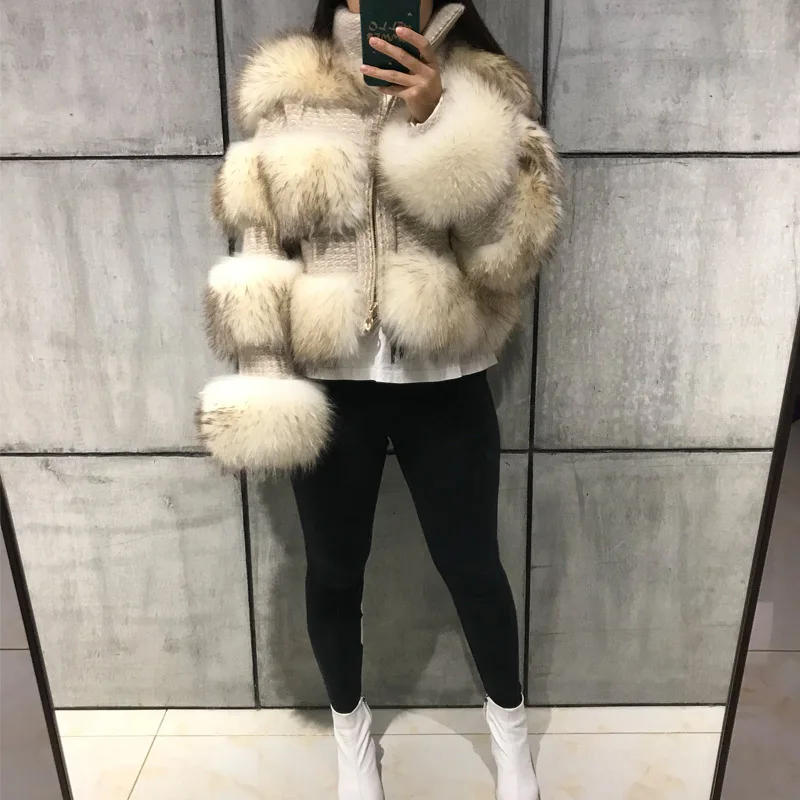

real lady raccoon women natural fur jacket