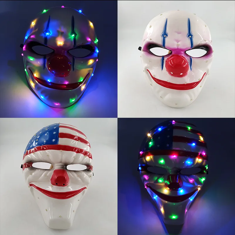 

Multicolor LED Mask Cosplay Joker Pumpkin Demon Animals Alien Predator Luminous Neon Light Mask For Halloween Christmas