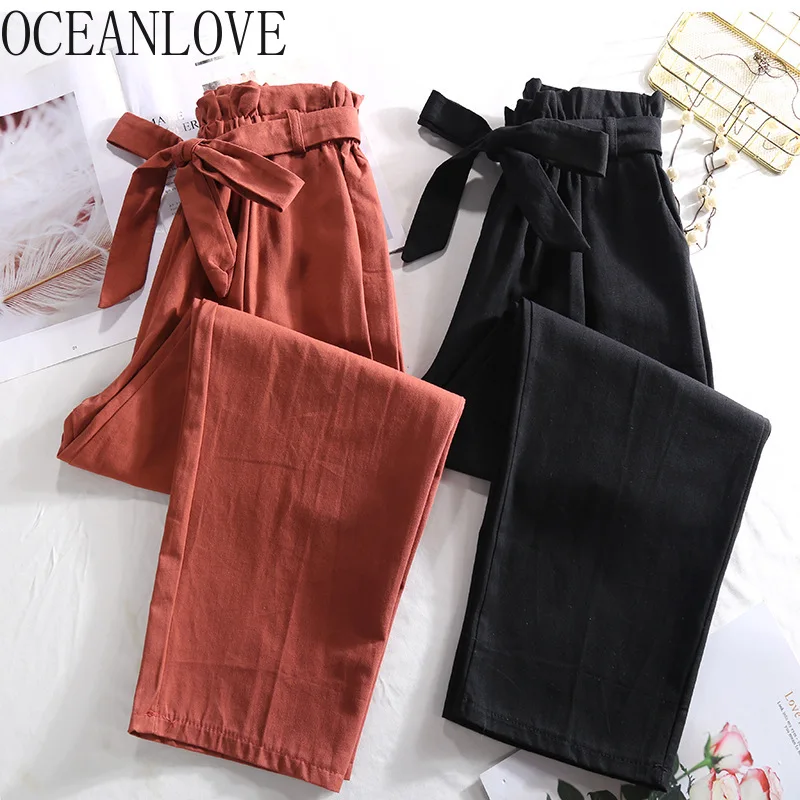 OCEANLOVE однотонные 2020 повседневные женские брюки Студенческие Брюки с высокой
