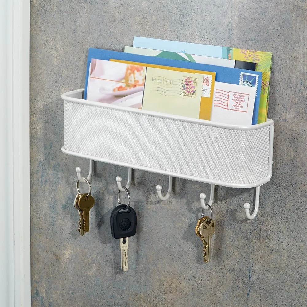 

Mail Holder Wall Mounted Hook Organizer Key Hanger Vintage Letter Holder Keys Storage Rack Stainless Steel Mesh/Basket Net/Weave