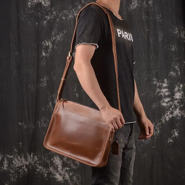 Men Shoulder Bag Genuine Leather Bag Luxury Handbag Messenger Bags Men Fashion Vintage Flap Hasp Male Crossbody Bags