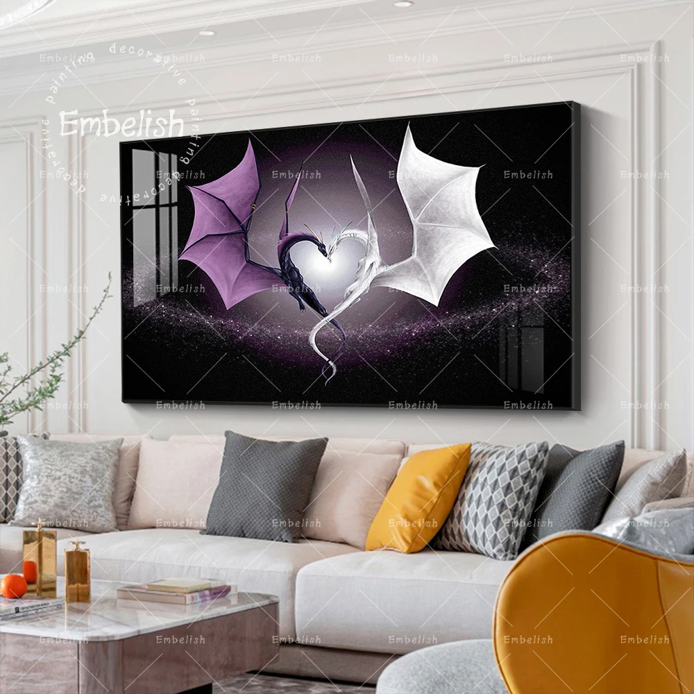 

Embelish 1 Pieces Wall Art Pictures For Living Room Heart Shape Dragon HD Canvas Painting Modern Home Decor Posters Frameworks