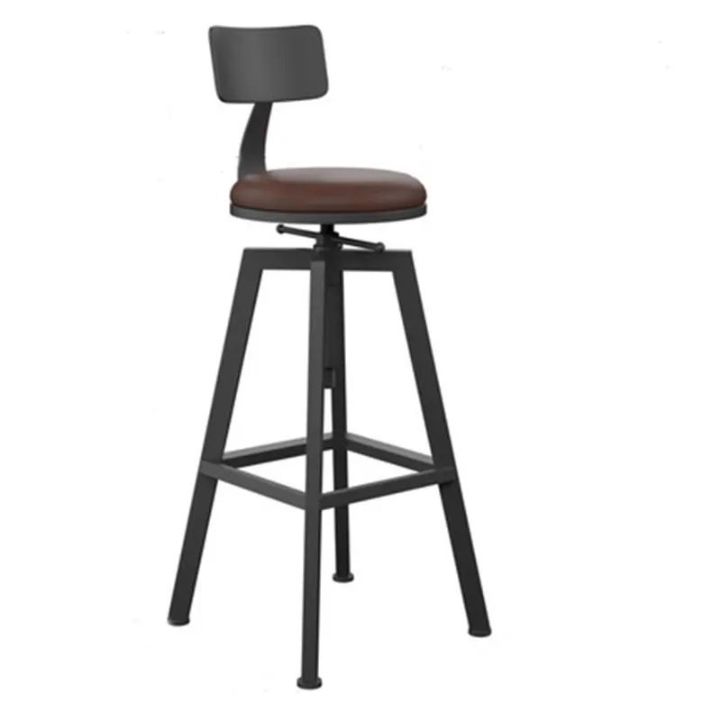 Современный барный стул железный высоконогий твердый деревянный круглое