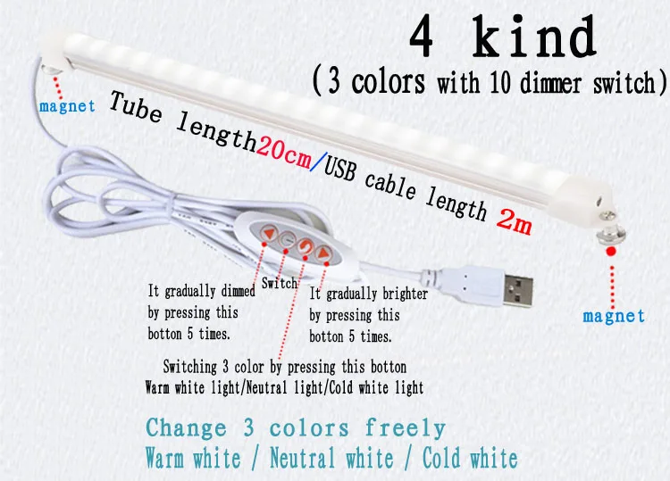 Светодиодсветильник Настольная лампа с клипсой для чтения и 3 режима работы 5 Вт В