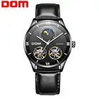 2019 Новинка DOM мужские часы модный дизайн скелет спортивные механические часы светящиеся руки прозрачный мужской кожаный браслет часы