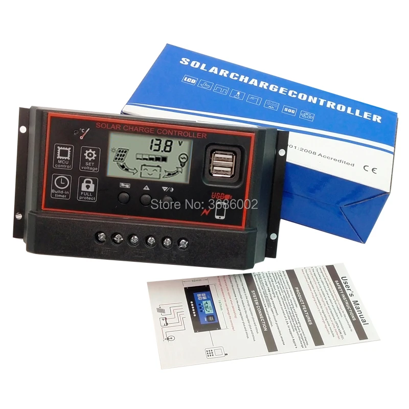 Новинка автоматический ЖК контроллер солнечной батареи 60 А 50 40 12/24 в ШИМ панель