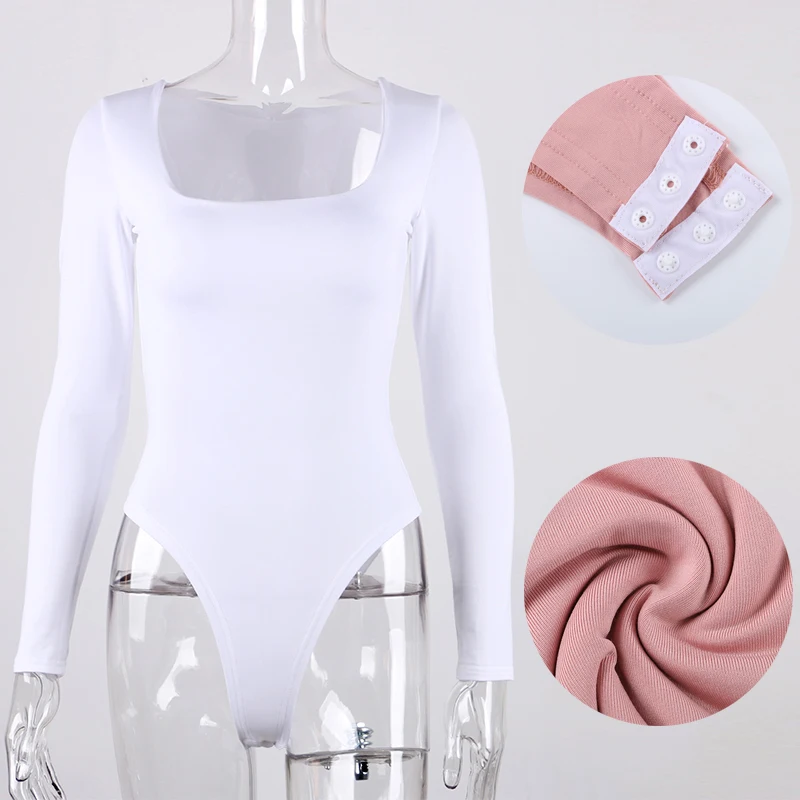 Женское трикотажное боди FSDA повседневное однотонное с длинным рукавом и