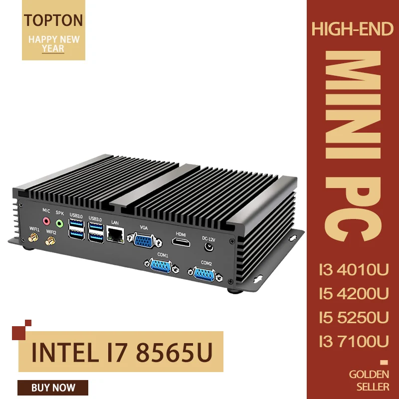 Topton промышленный ПК Intel Core i7 8565U i5 8250U 2* DDR4 1* mSATA+ 1* M.2+ 1*2,5 ''SATA безвентиляторный мини настольный Windows 10 HDMI VGA WiFi