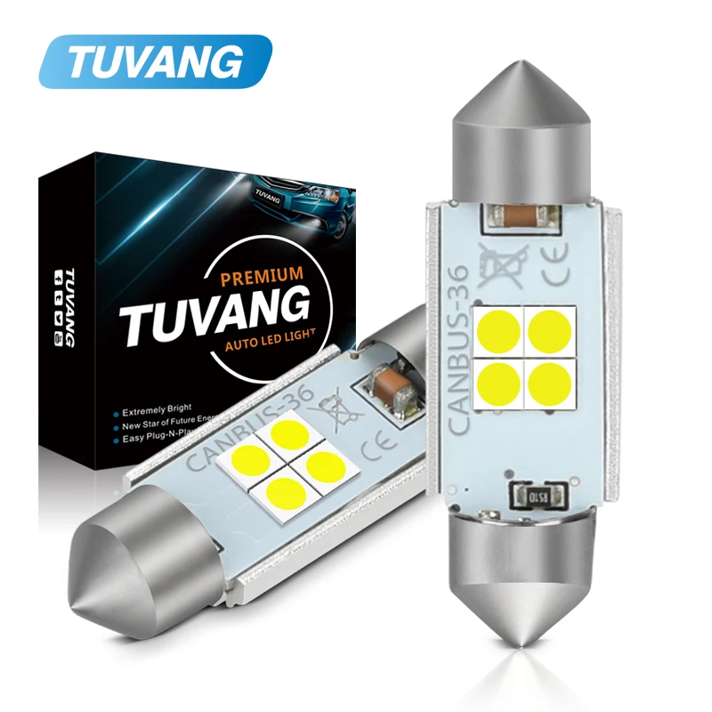 2x C5W Автомобильная гирлянда CANBUS 4 SMD 3030 светодиодный Светодиодная лампа для