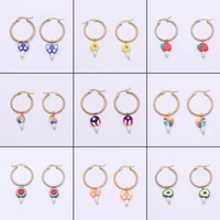 pearl stainless steel earrings for women color soft ceramics pendant of earring bohemia heart dangle drop 2021 fashion jewelry
