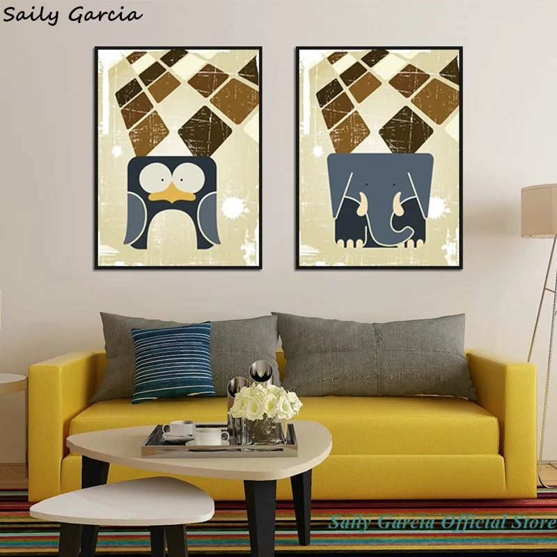 Детская Картина на холсте с милыми мультяшными совами животными птицами декор