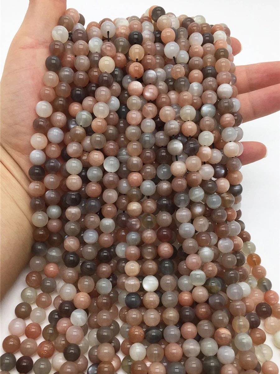 

6-12mm Natural Gem Stone Color Moonstone For Jewelry Making Faceted Round Spacer Beads Diy Bracelets Necklace Accessories 15"