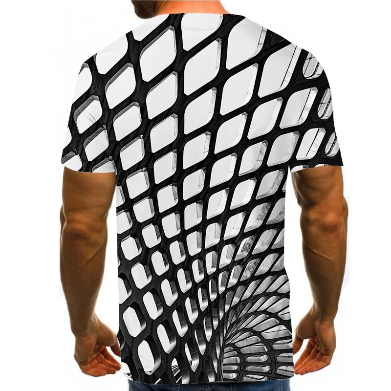 

Men Graphic T Shirts Round Neck 3D Print Short Sleeve Daily Tops Black Psychedelic Tees