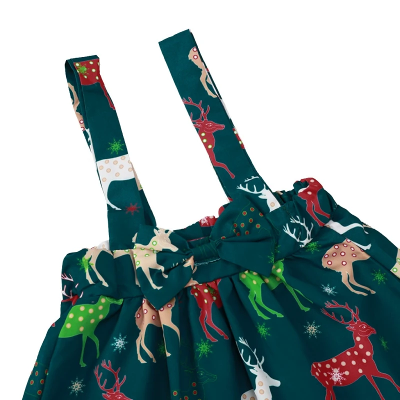 

2021 Spring New Baby Girls Christmas Red Cartoon Elk Printed Skirt + Red Romper 2 Piece Clothes Set Kids Xmas Outfit 3-24M