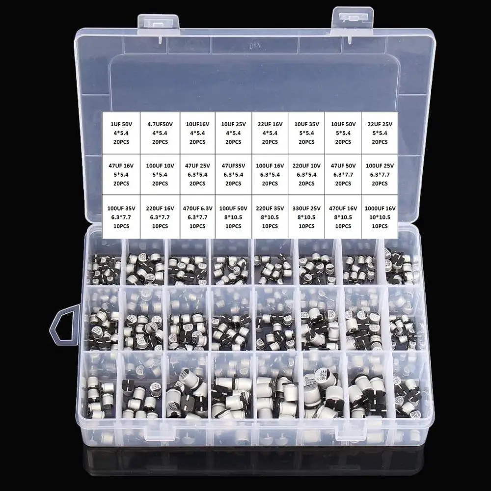 1 мкФ ~ 1000 6 3 V 50V 400Pcs 24 значение SMD алюминиевые электролитические конденсаторы в