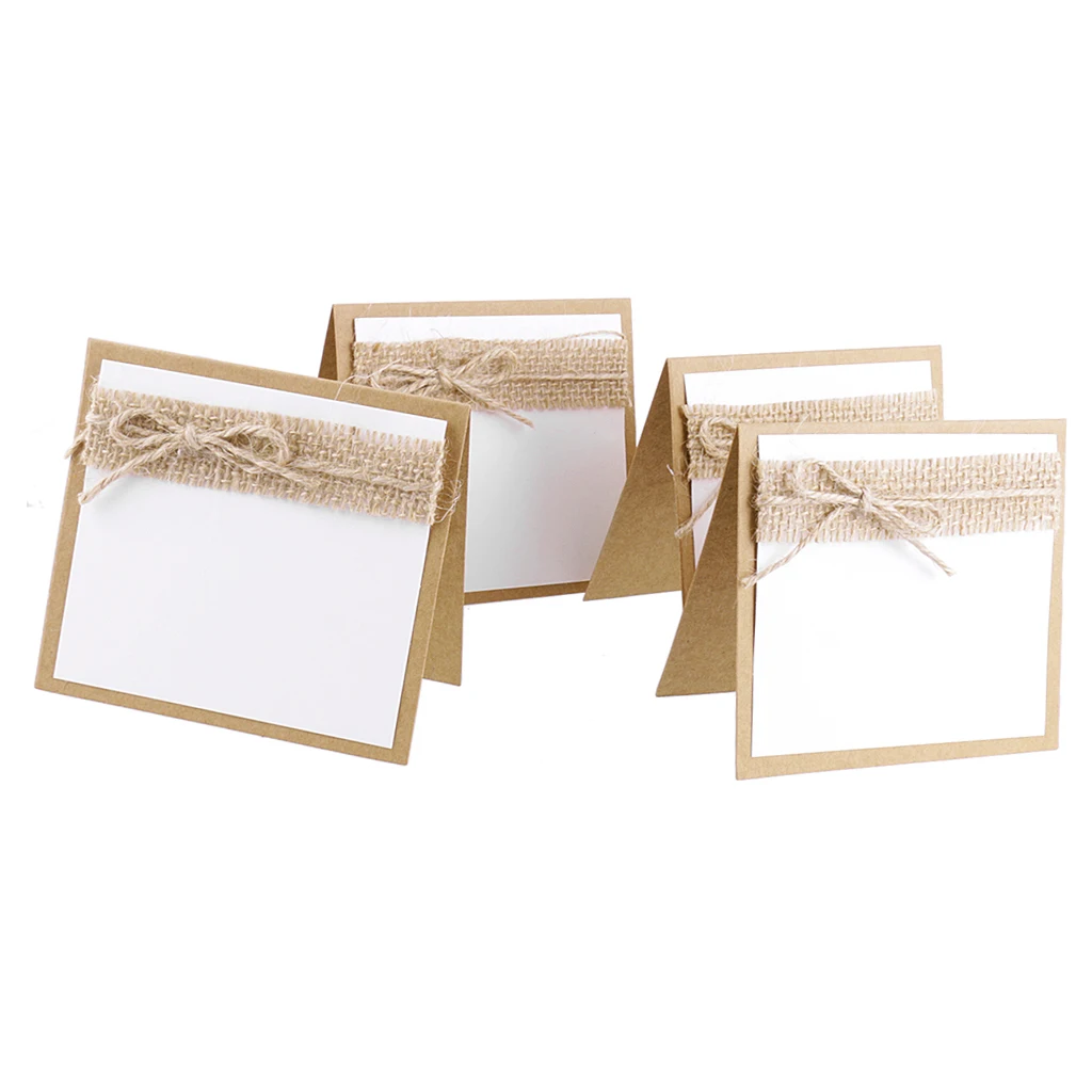 10 белых и коричневых винтажных свадебвечерние гостей имя место карточный стол |