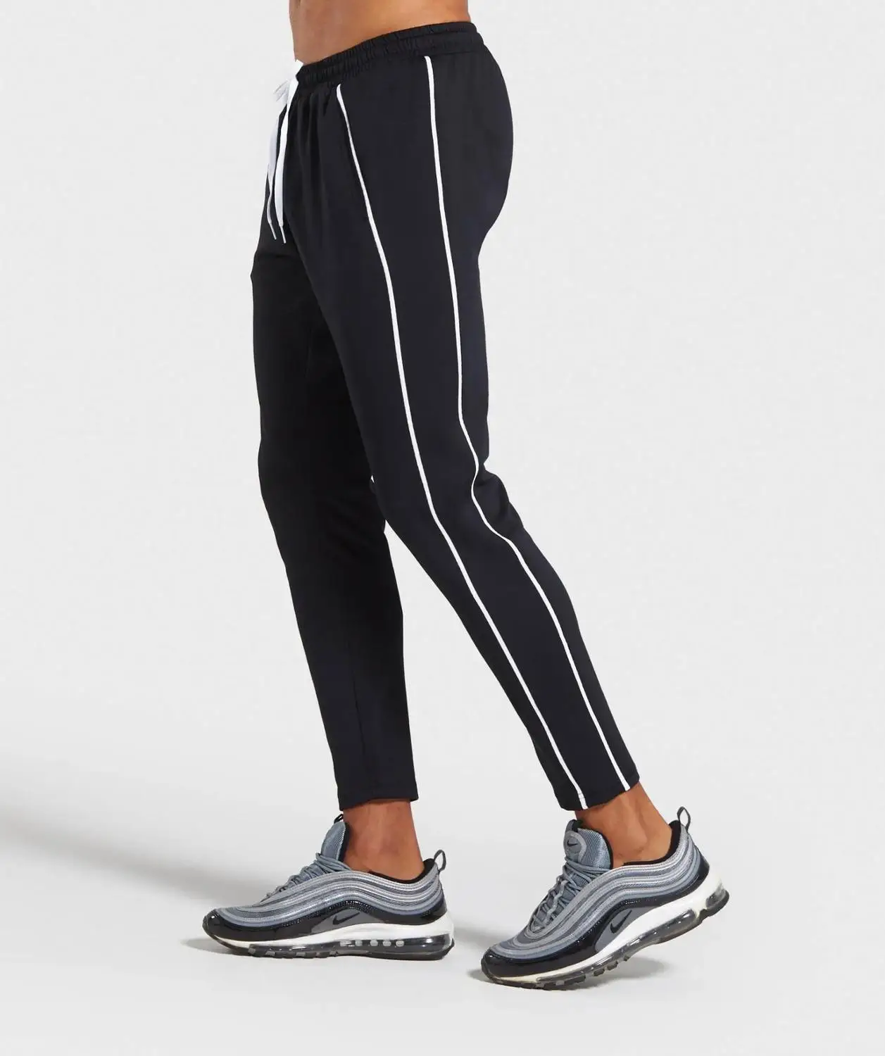 

Брюки мужские Стрейчевые в полоску, повседневные джоггеры-карандаш, брюки для фитнеса и бодибилдинга, спортивные облегающие штаны для спортзала, осень