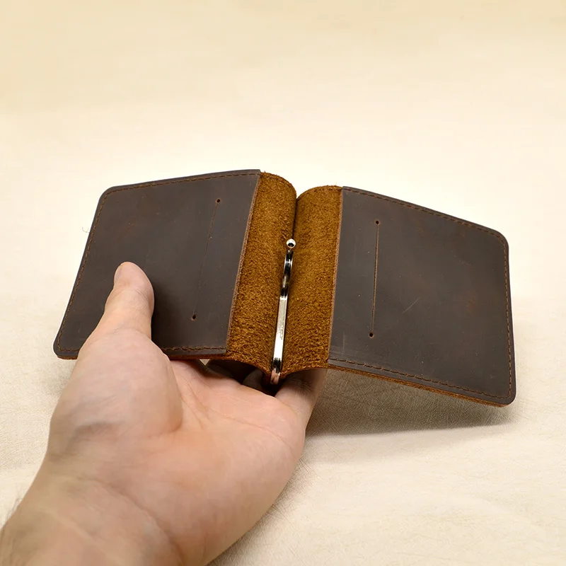 Ручной работы Пояса из натуральной кожи зажим для денег кошелек Slim с