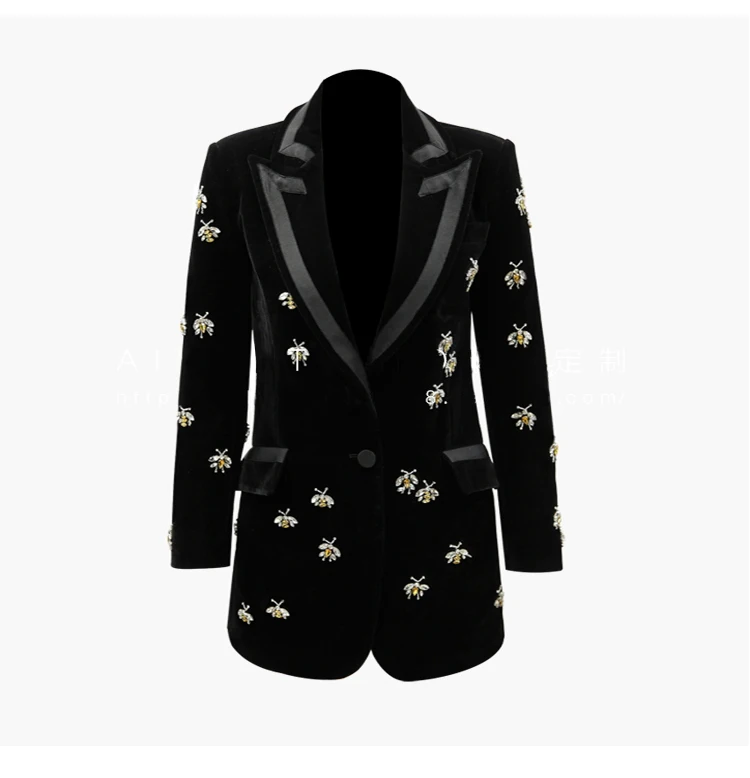 

High Street Women Velvet Long Qaulity Blazer