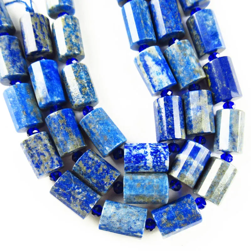 

1Strand Faceted Natural Lapis Lazuli Column Loose Bead 15.5" TZ1754