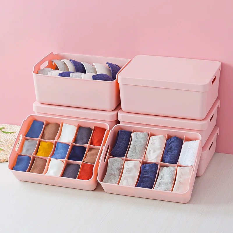Plastic Storage Box Underwear Bra Sundries Bin Children Socks Sort Out Container Home Wardrobe Dustproof Bedroom Accessories | Дом и сад