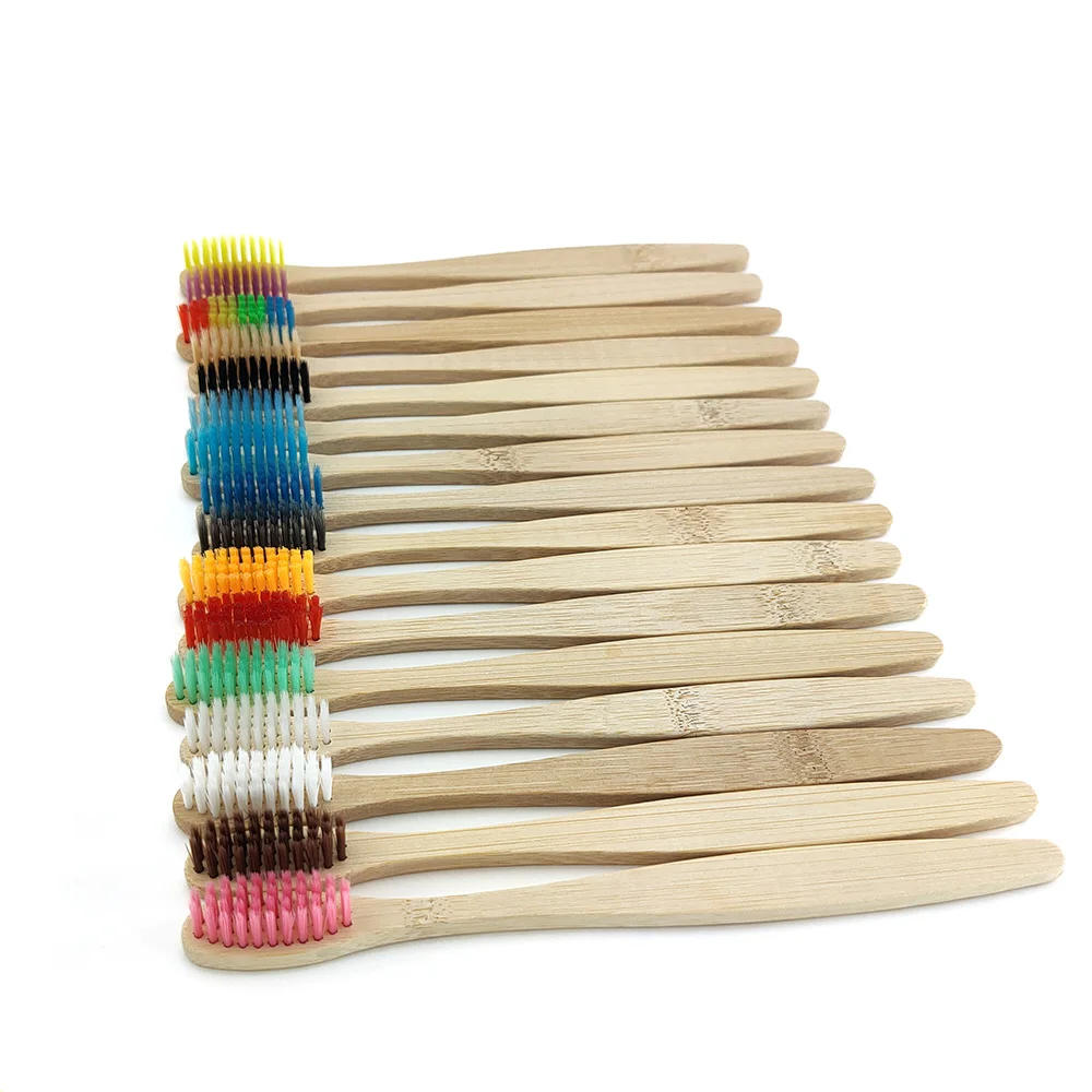 12 pcs Soft Toothbrush Bamboo Wood toothbrush Novelty soft-bristle Capitellum Fibre Wooden Handle | Красота и здоровье