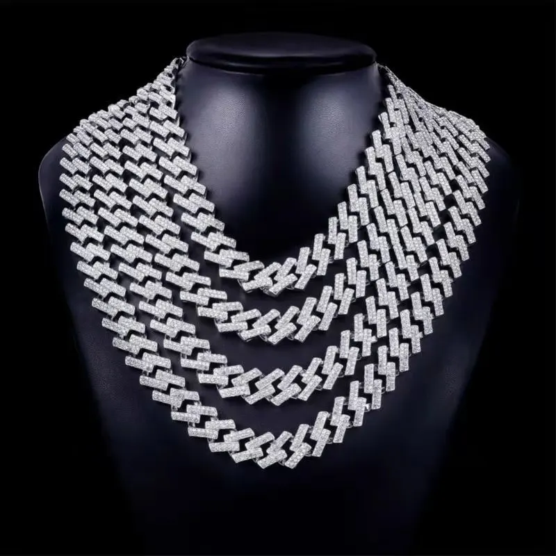 

Iced Out Paved Rhinestone Link Chain15MM Heavy Metal Miami Curb Cuban Chain Bling Rapper Necklace for Men Hip Hop Jewelry Cubana