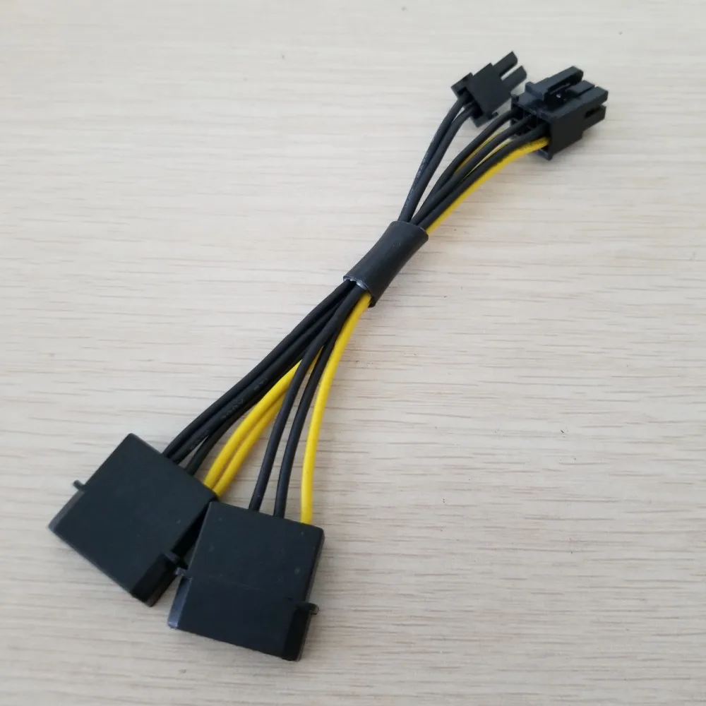 Двойной 4Pin IDE Molex к PCI E Express Видеокарта 8pin (6Pin + 2Pin) Кабель питания 18AWG 15 см для