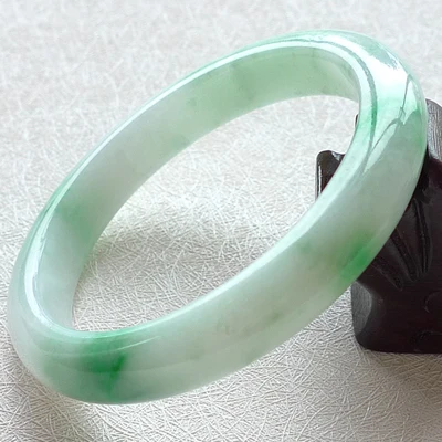 

Zheru Jewelry Natural Burmese Light Green Two-tone Jade 54-64mm Bracelet Elegant Princess Jewelry Best Gift for Mother and Girlf