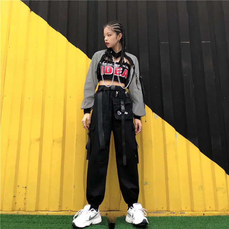 

Женская обувь женские туфли в стиле «готик-брюки-карго для женщин в уличном стиле черного цвета с высокой талией в стиле Харадзюку размера п...