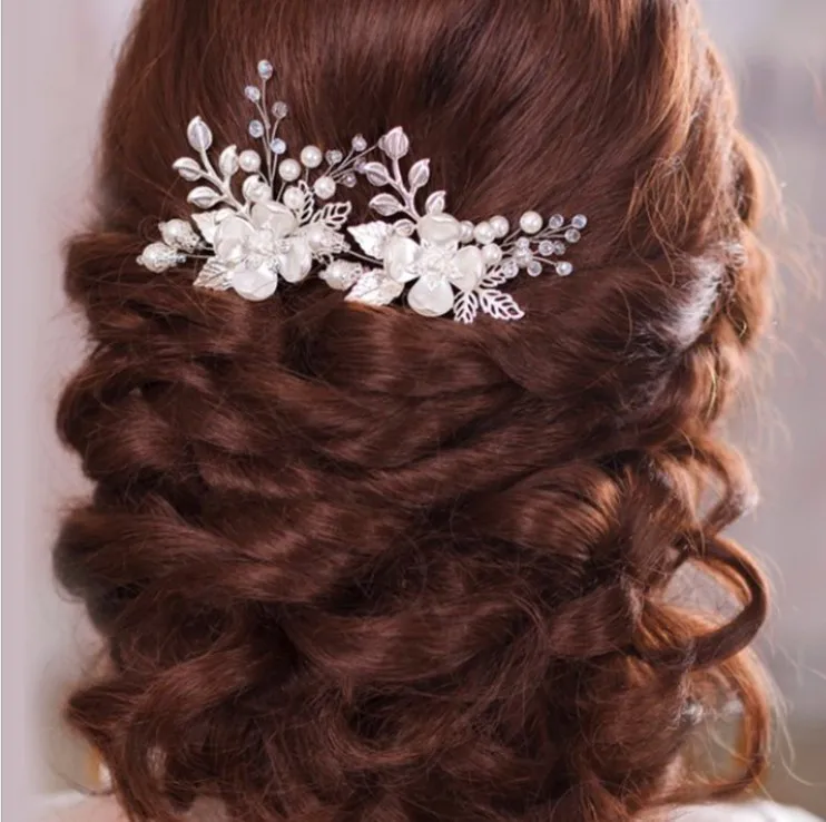 Жемчужное искусственное украшение для волос с кристаллами Стразы женщин цветок