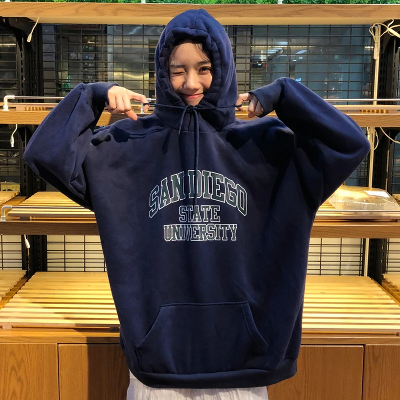 Женские толстовки с красными буквами в стиле каваи Харадзюку подходящие ко всему