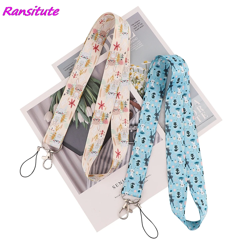 Брелок Ransitute R2138 Kawaii с изображением кролика ремешок для ключей удостоверения