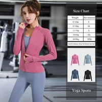 new sports ladies jacket yoga wear gym running quick drying long sleeved tights mesh zipper tops fitness clothes coat women